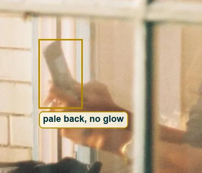 Crop of her hands holding a pale phone, its back to the camera